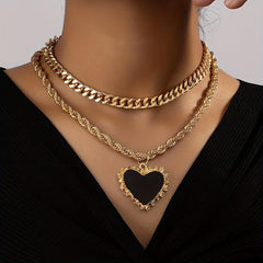 Stainless Steel Heart Necklace Hip hop Pendant Chain Gift Jewelry