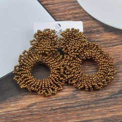 Bohemian Hoop Earrings with Bead Dangles for Women