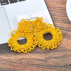 Bohemian Hoop Earrings with Bead Dangles for Women