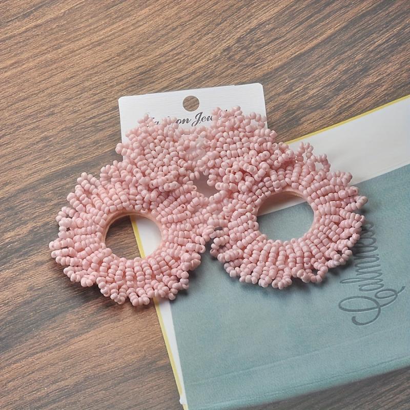 Bohemian Hoop Earrings with Bead Dangles for Women