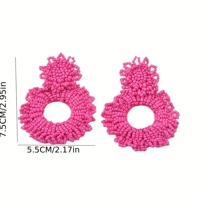 Bohemian Hoop Earrings with Bead Dangles for Women