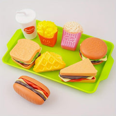 8pcs Kitchen Toy Set Simulation Food Hamburger Fries Sandwich