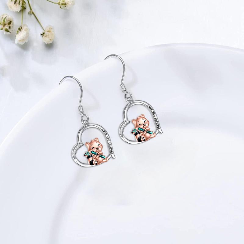 Panda Love Heart Earrings Women Girls Birthday Christmas
