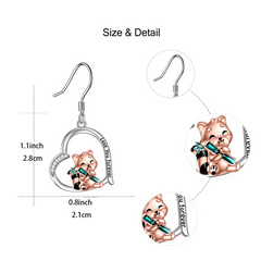 Panda Love Heart Earrings Women Girls Birthday Christmas