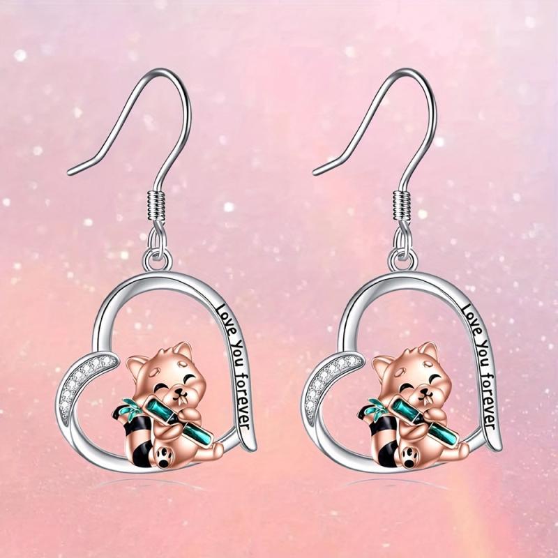 Panda Love Heart Earrings Women Girls Birthday Christmas