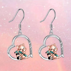 Panda Love Heart Earrings Women Girls Birthday Christmas