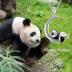 Crescent Panda Pendant Necklace Jewelry For Women Girls