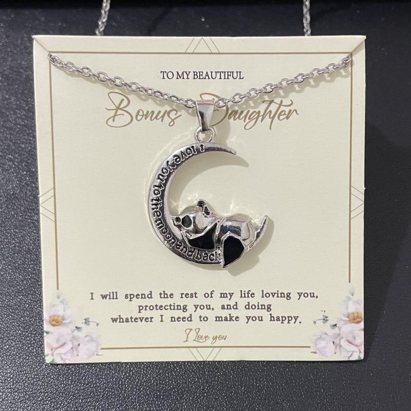 Crescent Panda Pendant Necklace Jewelry For Women Girls