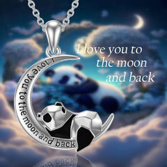 Crescent Panda Pendant Necklace Jewelry For Women Girls