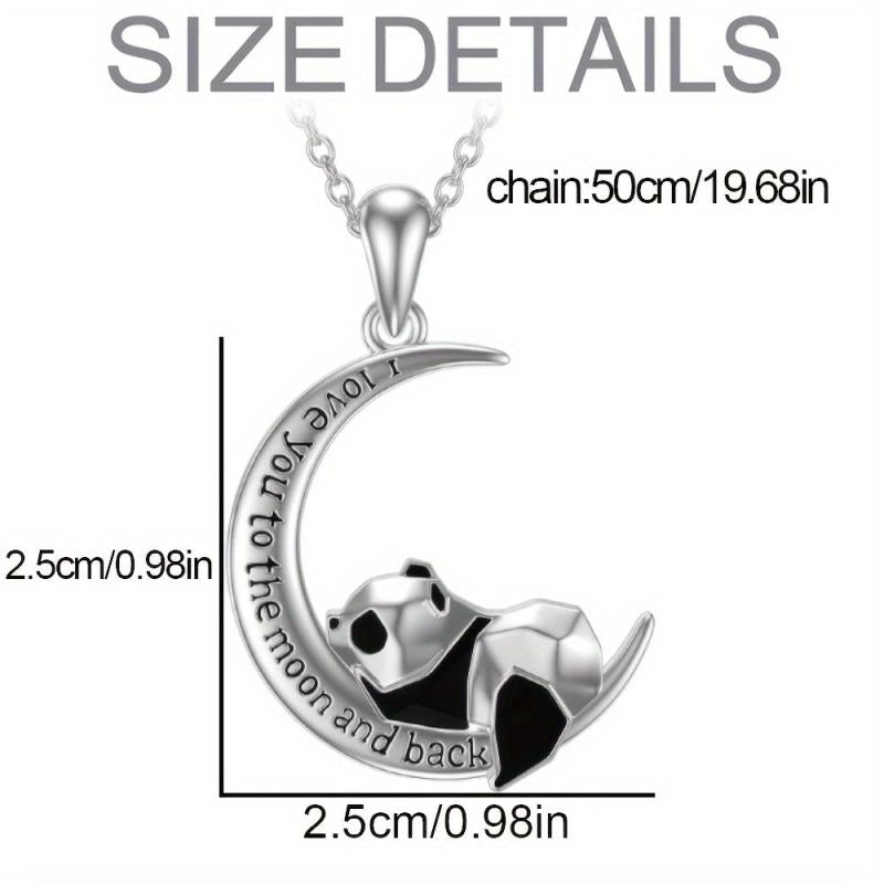 Crescent Panda Pendant Necklace Jewelry For Women Girls
