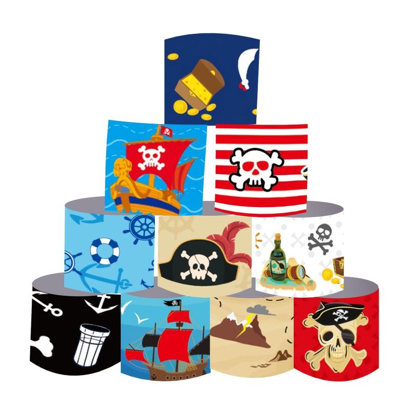 12 Pirate Party Pattern Bracelets for Kids Nautical Treasure Map Theme
