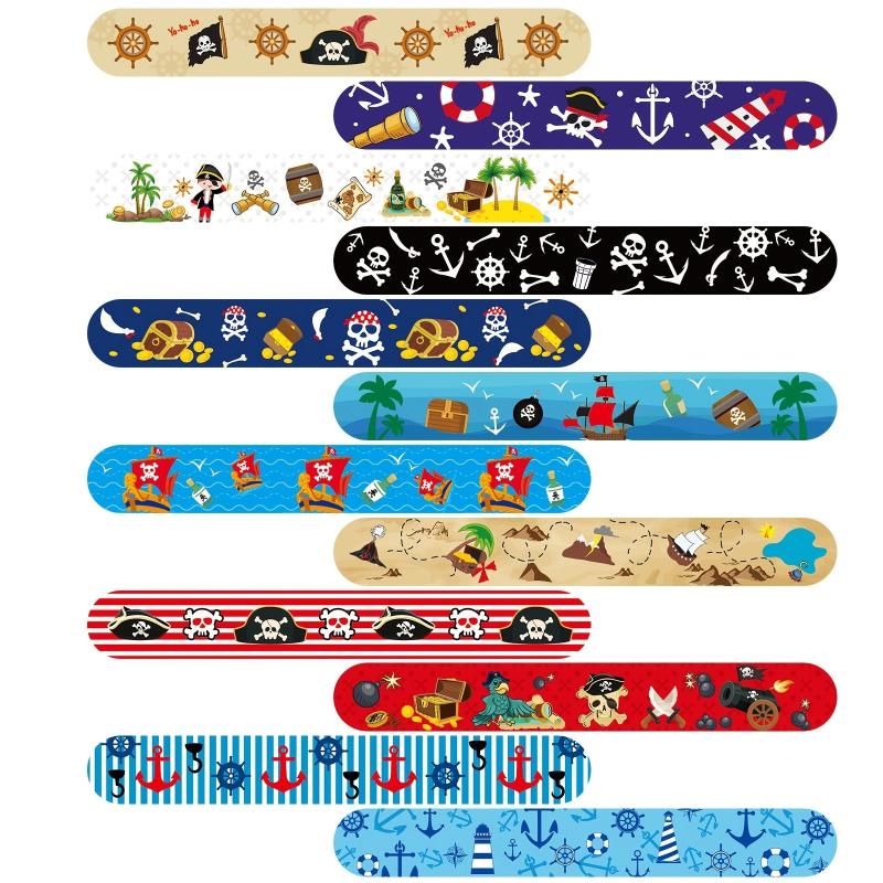 12 Pirate Party Pattern Bracelets for Kids Nautical Treasure Map Theme