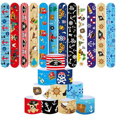 12 Pirate Party Pattern Bracelets for Kids Nautical Treasure Map Theme