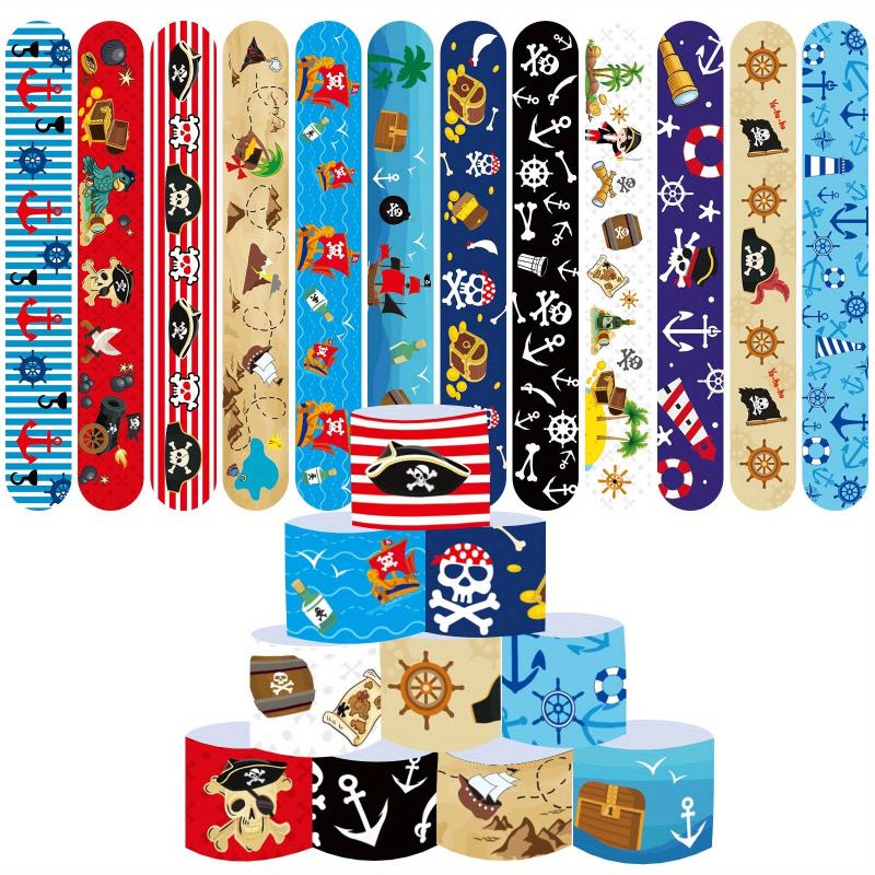 12 Pirate Party Pattern Bracelets for Kids Nautical Treasure Map Theme