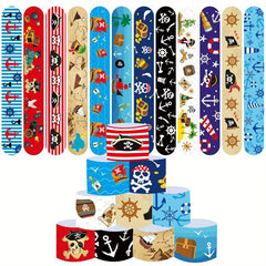 12 Pirate Party Pattern Bracelets for Kids Nautical Treasure Map Theme
