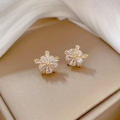 Crystal Flower Charm Necklace Earrings Set