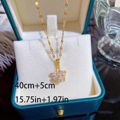 Crystal Flower Charm Necklace Earrings Set