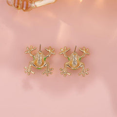 Cartoon Animal Frog Alloy Earring Studs
