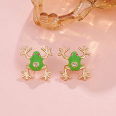 Cartoon Animal Frog Alloy Earring Studs