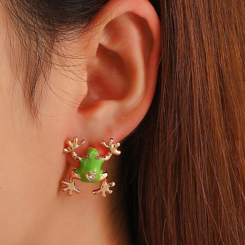 Cartoon Animal Frog Alloy Earring Studs