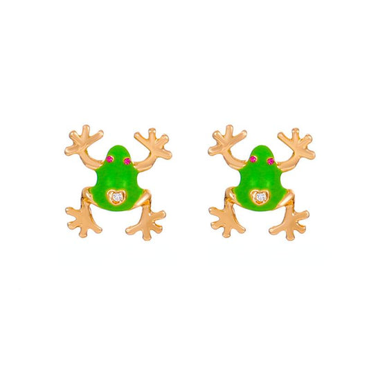 Cartoon Animal Frog Alloy Earring Studs