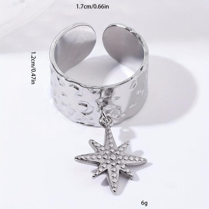 Steel Star Pendant Vintage Classic Ring for Party Jewelry