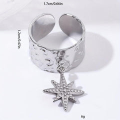 Steel Star Pendant Vintage Classic Ring for Party Jewelry