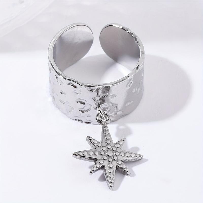Steel Star Pendant Vintage Classic Ring for Party Jewelry