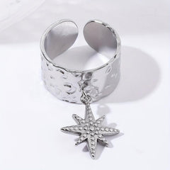 Steel Star Pendant Vintage Classic Ring for Party Jewelry