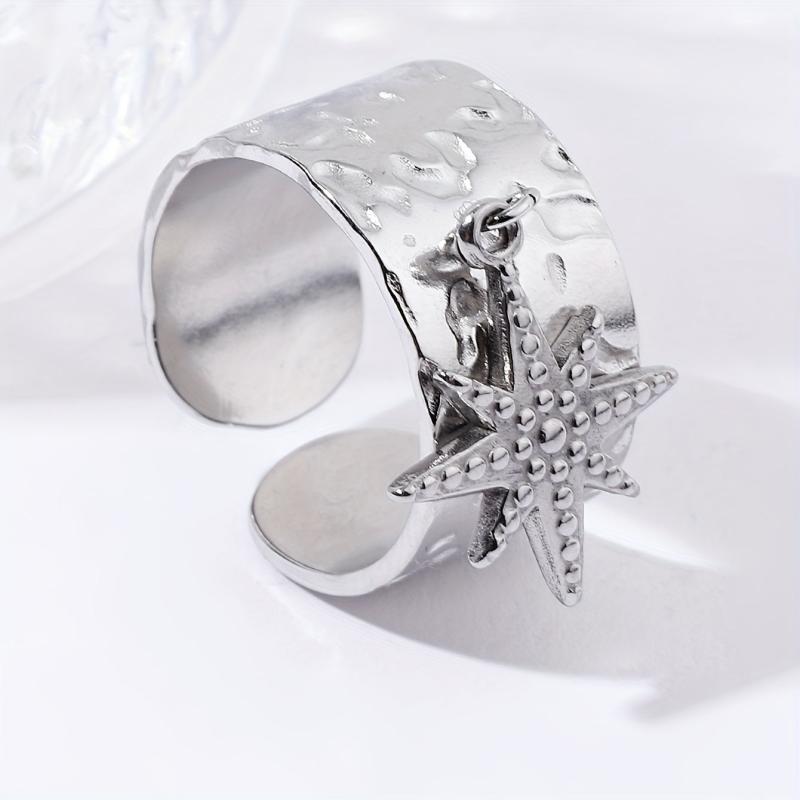 Steel Star Pendant Vintage Classic Ring for Party Jewelry
