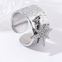 Steel Star Pendant Vintage Classic Ring for Party Jewelry