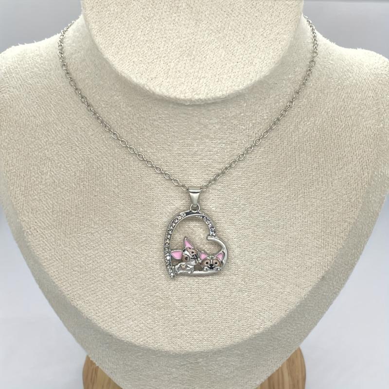 Corgi Heart Pendant Necklace Cartoon Animal Jewelry Gift