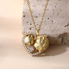 Lion Heart Gemstone Pendant Necklace - Fashionable Girl Jewelry