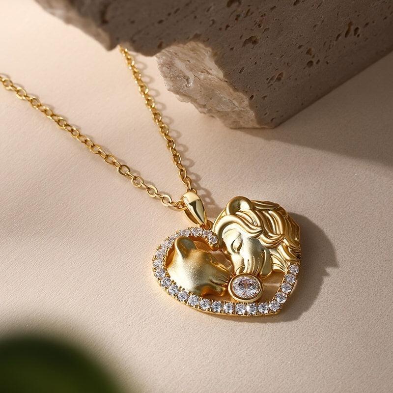 Lion Heart Gemstone Pendant Necklace - Fashionable Girl Jewelry