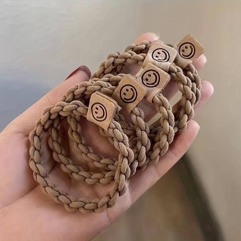 5pcs Smile Face High Elastic Head Rope Hair Band Hair Accessories