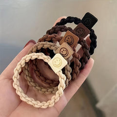 5pcs Smile Face High Elastic Head Rope Hair Band Hair Accessories