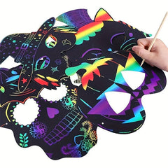 Rainbow Scratch Art Masks Kit - Halloween Party Favors - 24PCS Bulk Decorations