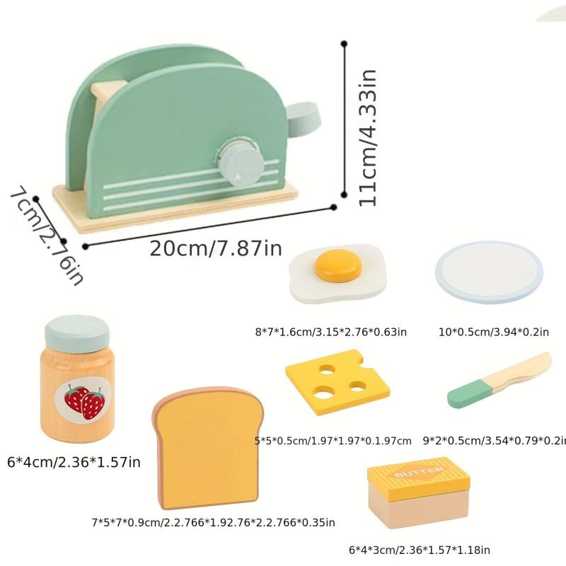 Wooden Toy Kitchen Pop up Toaster Set - Early Education Game
