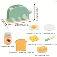 Wooden Toy Kitchen Pop up Toaster Set - Early Education Game