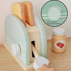 Wooden Toy Kitchen Pop up Toaster Set - Early Education Game