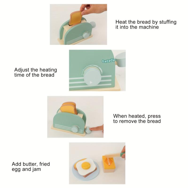 Wooden Toy Kitchen Pop up Toaster Set - Early Education Game