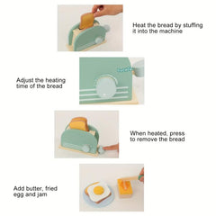Wooden Toy Kitchen Pop up Toaster Set - Early Education Game