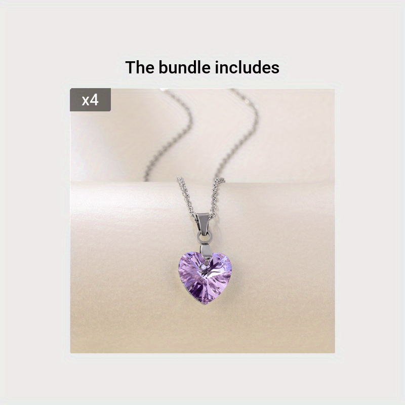 Ocean Heart Crystal Glass Pendant Necklace Women's Heart Shaped Crystal
