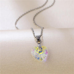 Ocean Heart Crystal Glass Pendant Necklace Women's Heart Shaped Crystal