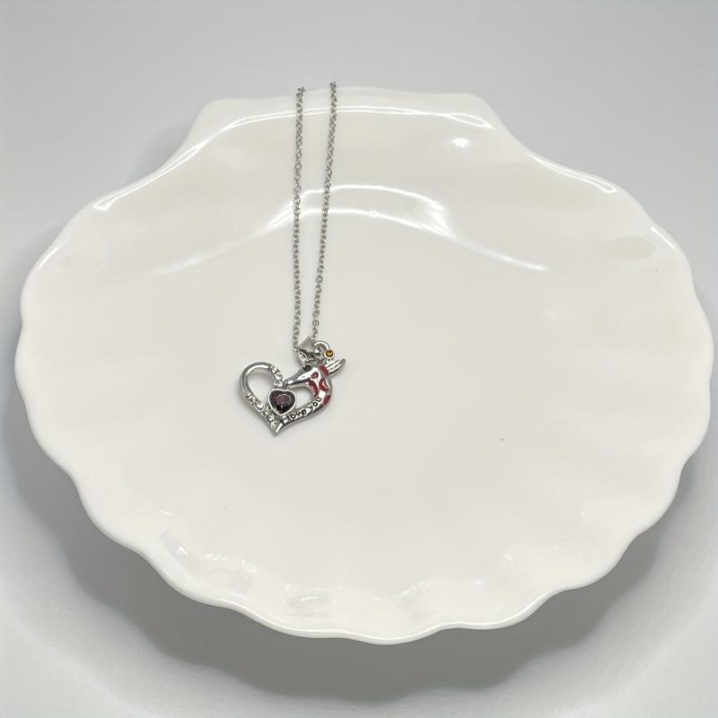 Giraffe Crystal Heart Pendant Necklace