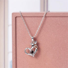 Giraffe Crystal Heart Pendant Necklace