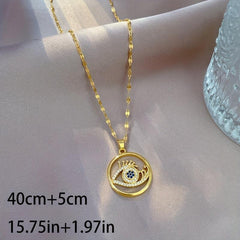 Stainless Steel Eyelash Eye Pendant Necklace For Women Girls Clavicle Chain