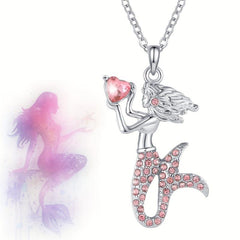 Magical Mermaid Heart Pendant Necklace for Kids