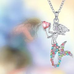 Magical Mermaid Heart Pendant Necklace for Kids