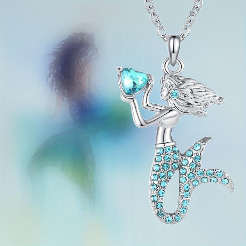 Magical Mermaid Heart Pendant Necklace for Kids